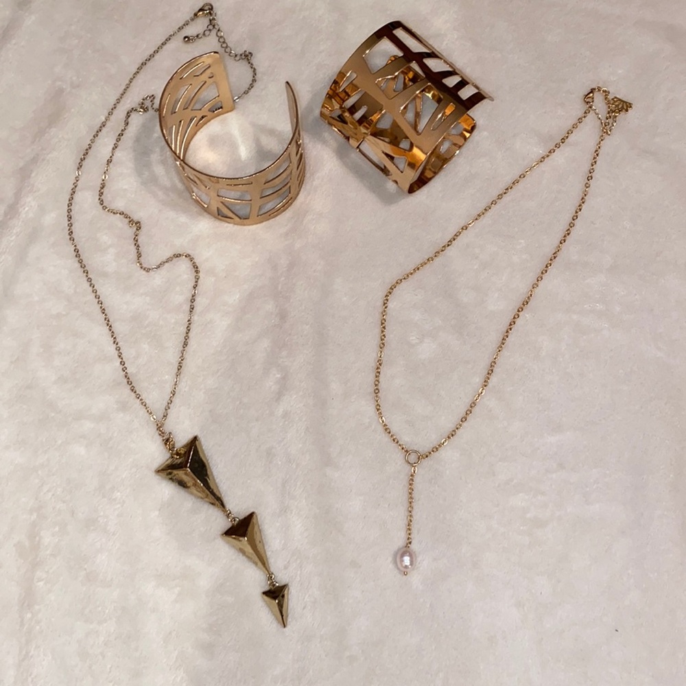 Gold jewelry bundle.